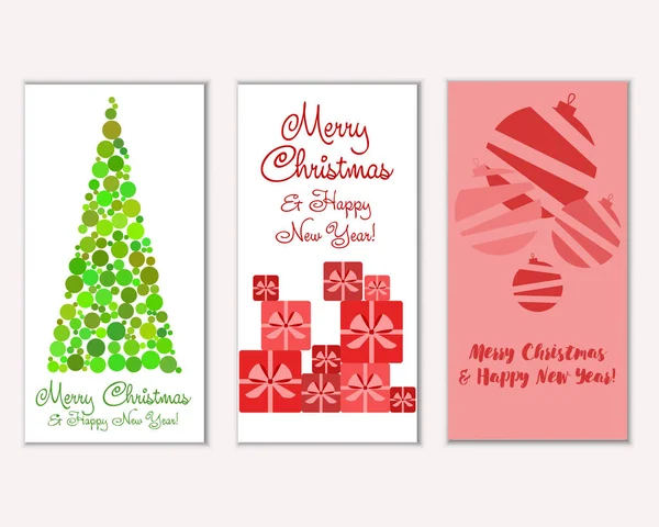 Mutlu Noeller ve mutlu yeni yıl tebrik kartları. Vektör çizim   