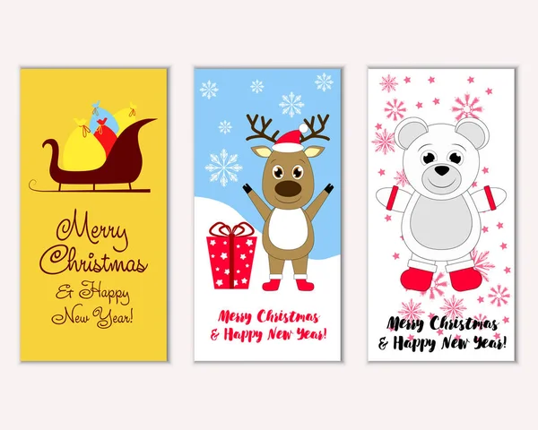 vektör çizim kış tatil tebrik kartları