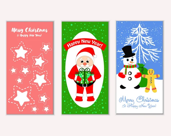 mutlu Noeller ve mutlu yeni yıl tebrik kartları vektör çizim