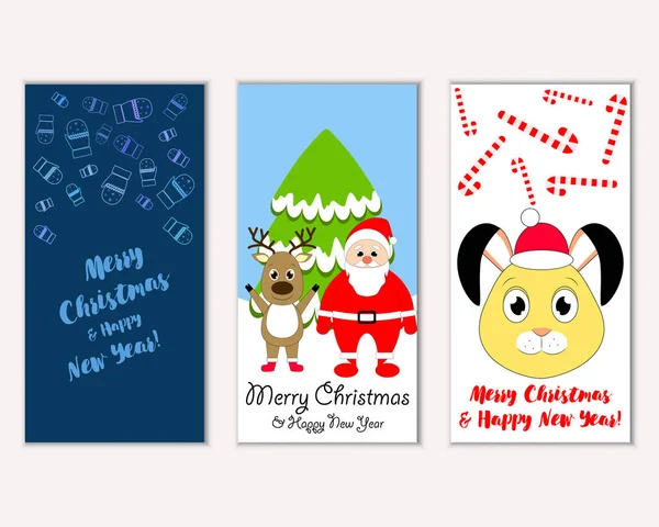 mutlu Noeller ve mutlu yeni yıl tebrik kartları vektör çizim       