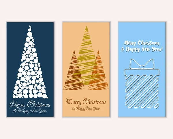 Mutlu Noeller ve mutlu yeni yıl tebrik kartları. Vektör çizim   