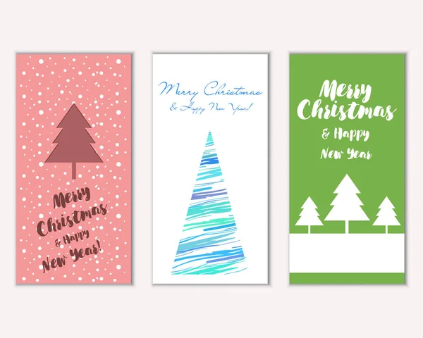 Cartes Noël Colorées Avec Décorations Nouvel Illustration Vectorielle — Image vectorielle