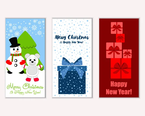 mutlu Noeller ve mutlu yeni yıl tebrik kartları vektör çizim      