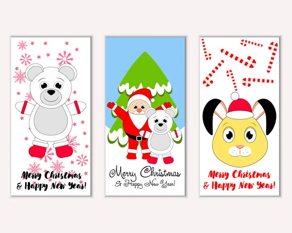 Renkli Noel kartları ile yeni yıl süslemeleri, illüstrasyon vektör