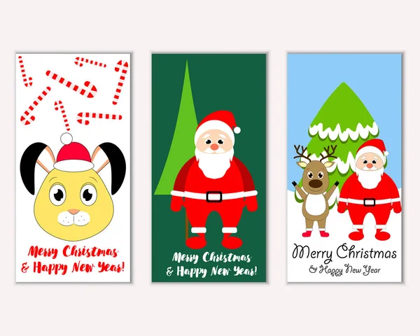 mutlu Noeller ve mutlu yeni yıl tebrik kartları vektör çizim       