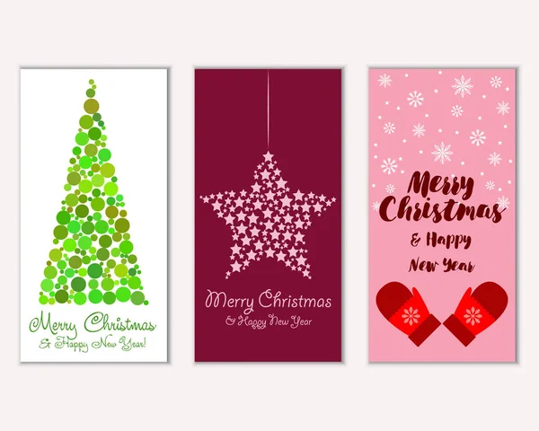 Merry Christmas Happy New Year Greeting Cards Vector Illustration — Stock Vector