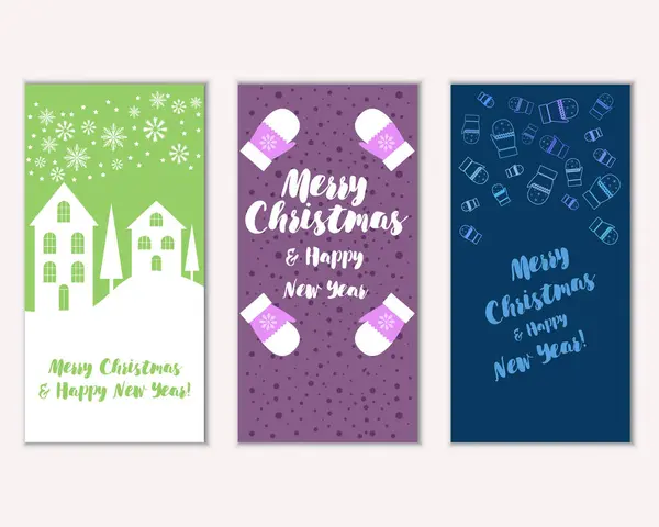 Καλά Χριστούγεννα Και Ευτυχισμένο Νέο Έτος Ευχετήριες Κάρτες — Διανυσματικό Αρχείο