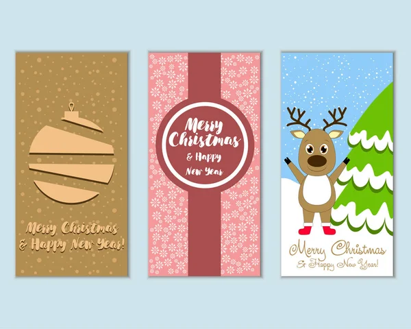 mutlu Noeller ve mutlu yeni yıl tebrik kartları vektör çizim