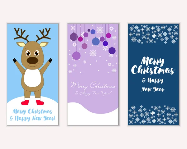Mutlu Noeller ve mutlu yeni yıl tebrik kartları. Vektör çizim       
