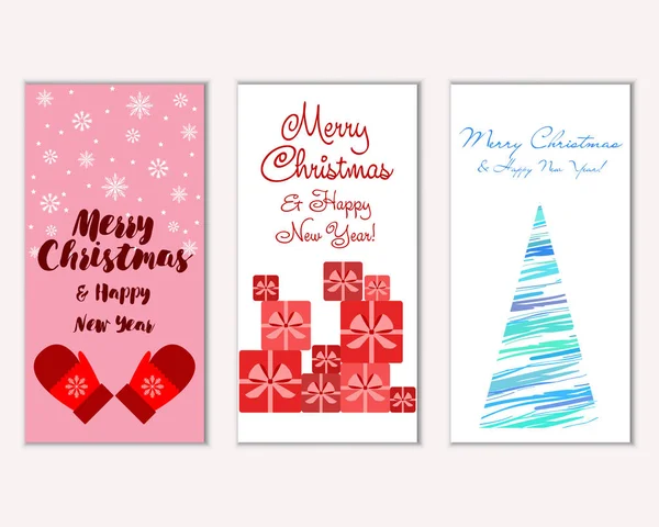 Mutlu Noeller ve mutlu yeni yıl tebrik kartları. Vektör çizim   