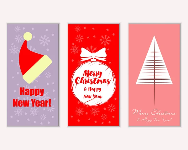 Feliz Navidad Feliz Año Nuevo Tarjetas Felicitación — Vector de stock