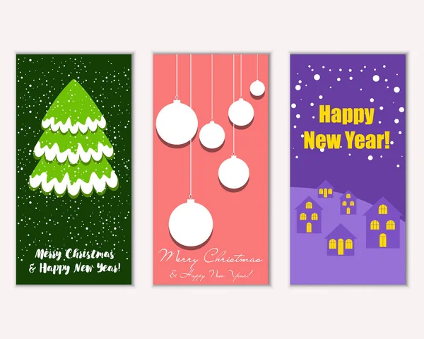 mutlu Noeller ve mutlu yeni yıl tebrik kartları vektör çizim