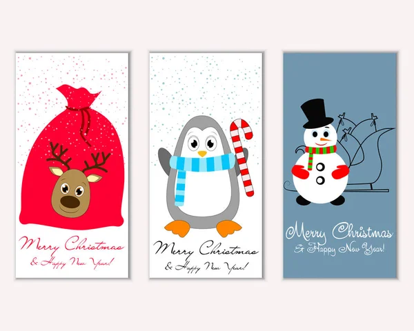 Mutlu Noeller ve mutlu yeni yıl tebrik kartları. Vektör çizim   