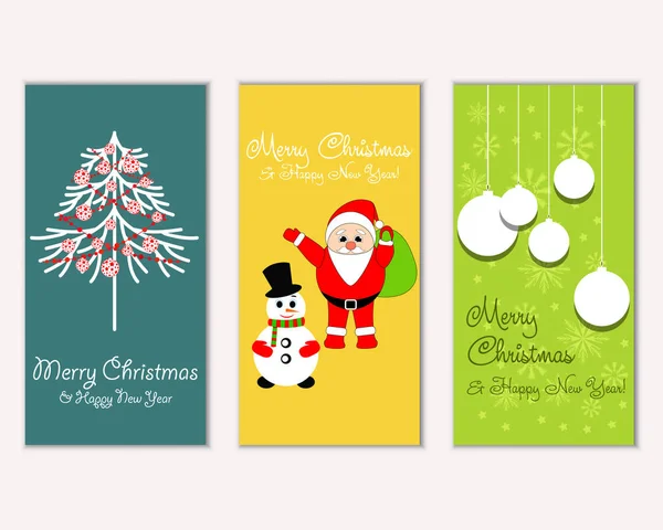 Vector Illustration Merry Christmas Happy New Year Greeting Cards — Stock Vector
