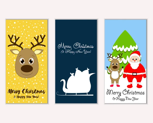 Renkli Noel kartları yılbaşı süslemeleri ve Noel Baba vektör çizim ile