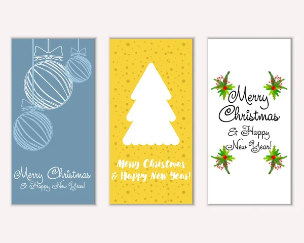 Vektoros Illusztráció Kellemes Karácsonyi Ünnepeket Boldog Évet Üdvözlő Kártyák — Stock Vector