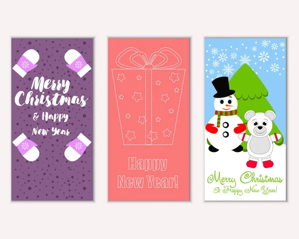 mutlu Noeller ve mutlu yeni yıl tebrik kartları vektör çizim       