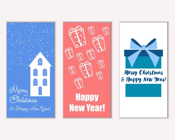 mutlu Noeller ve mutlu yeni yıl tebrik kartları vektör çizim     