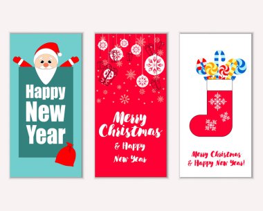 vektör çizim kış tatil tebrik kartları