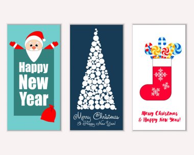 vektör çizim kış tatil tebrik kartları