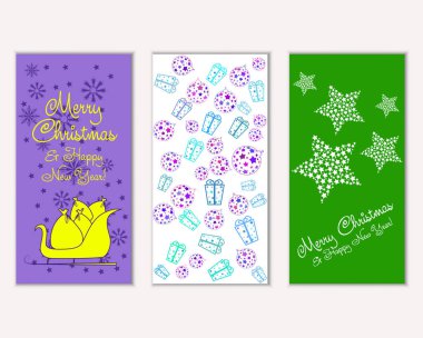 vektör çizim kış tatil tebrik kartları