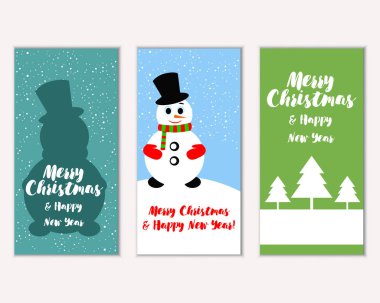 mutlu Noeller ve mutlu yeni yıl tebrik kartları vektör çizim