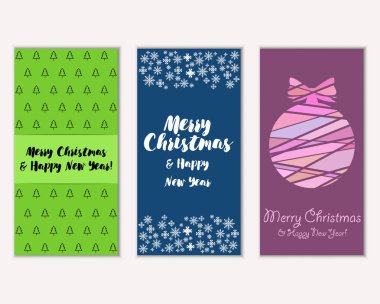 Renkli Noel kartları ile yeni yıl süslemeleri, illüstrasyon vektör