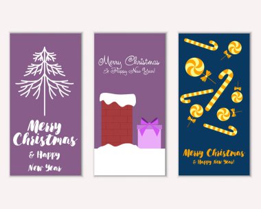 vektör çizim kış tatil tebrik kartları