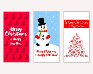 mutlu Noeller ve mutlu yeni yıl tebrik kartları vektör çizim