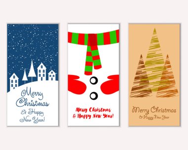 vektör çizim kış tatil tebrik kartları