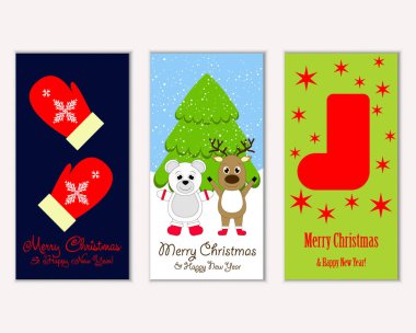 vektör çizim kış tatil tebrik kartları