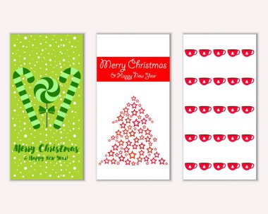 mutlu Noeller ve mutlu yeni yıl tebrik kartları vektör çizim