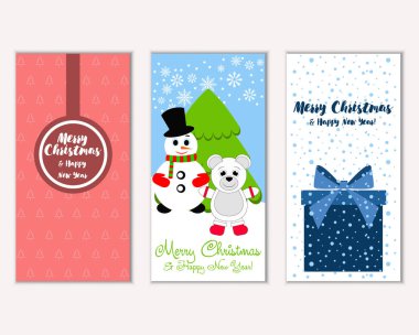 mutlu Noeller ve mutlu yeni yıl tebrik kartları vektör çizim      