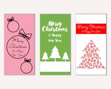 mutlu Noeller ve mutlu yeni yıl tebrik kartları vektör çizim