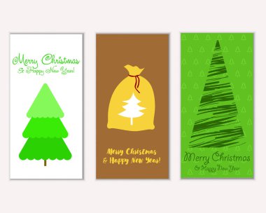 Mutlu Noeller ve mutlu yeni yıl tebrik kartları. Vektör çizim     