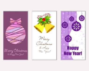 Renkli Noel kartları ile yeni yıl süslemeleri, illüstrasyon vektör