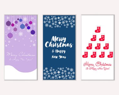 mutlu Noeller ve mutlu yeni yıl tebrik kartları vektör çizim