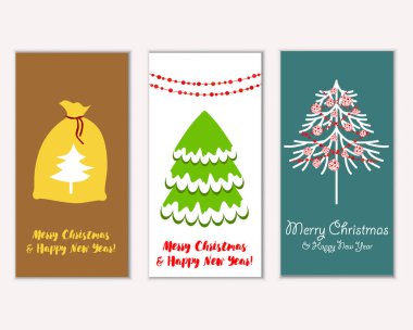 Mutlu Noeller ve mutlu yeni yıl tebrik kartları. Vektör çizim 