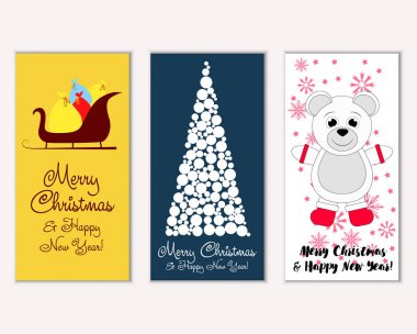 vektör çizim kış tatil tebrik kartları