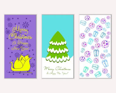 vektör çizim kış tatil tebrik kartları