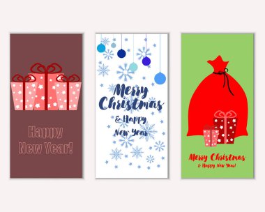 vektör çizim kış tatil tebrik kartları