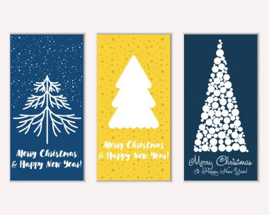 Mutlu Noeller ve mutlu yeni yıl tebrik kartları. Vektör çizim 