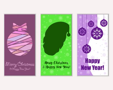 Renkli Noel kartları ile yeni yıl süslemeleri, illüstrasyon vektör