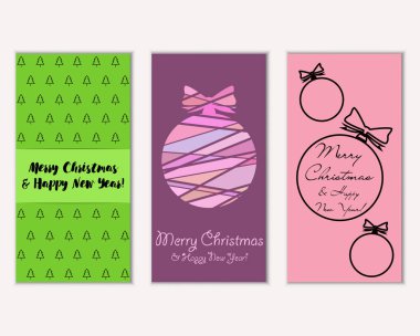 Renkli Noel kartları ile yeni yıl süslemeleri, illüstrasyon vektör