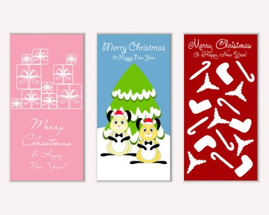 Renkli Noel kartları ile yeni yıl süslemeleri, illüstrasyon vektör
