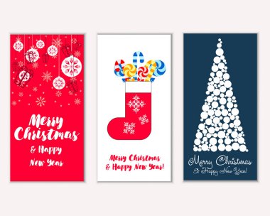 vektör çizim kış tatil tebrik kartları