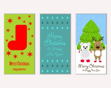 vektör çizim kış tatil tebrik kartları