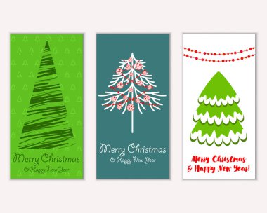 Mutlu Noeller ve mutlu yeni yıl tebrik kartları. Vektör çizim 