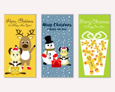 Renkli Noel kartları ile yeni yıl süslemeleri, illüstrasyon vektör