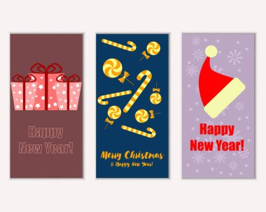 vektör çizim kış tatil tebrik kartları